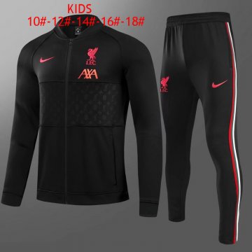Liverpool 2021-22 Black Stripes Soccer Traning Suit (Jacket + Pants) Kid's