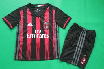 Kids 2016-17 AC Milan Home Red Football Jersey Shirts Kit(Shirt+Shorts)