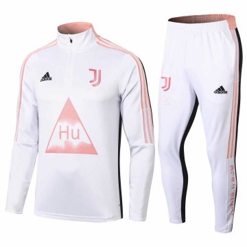 2020-21 Juventus Human Race White Men Half Zip Football Training Suit(Jacket + Pants)