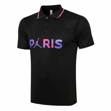 2021-22 PSG x Jordan Black II Football Polo Shirt Men's [2021050132]