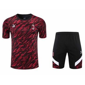 2021-22 AC Milan Red Football Training Suit (Shirt + Short) Men's