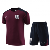 England 2024 Burgundy Soccer Jerseys + Short Men's