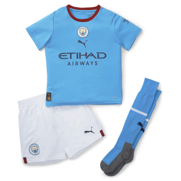 Manchester City 2022-23 Home Soccer Jerseys + Short + Socks Kid's