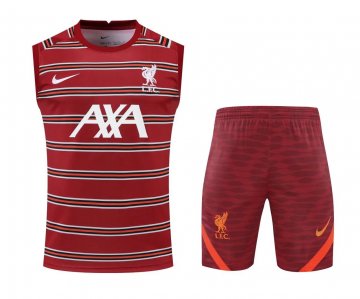 Liverpool 2022-23 Burgundy Soccer Training Suit Singlet + Short Men's