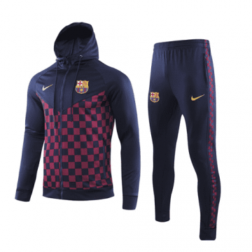 2019-20 Barcelona Hoodie Navy&Square Men's Football Training Suit(Jacket + Pants)