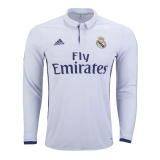 #Long Sleeve Real Madrid 2016/17 Retro Home Soccer Jerseys Men's