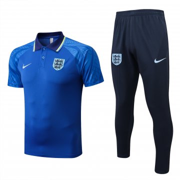 England 2022-23 Blue Soccer Polo + Pants Men's