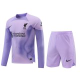 #Long Sleeve Liverpool 2022-23 Goalkeeper Purple Soccer Jerseys + Short Men's
