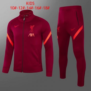 2021-22 Liverpool Burgundy Football Training Suit (Jacket + Pants) Kid's