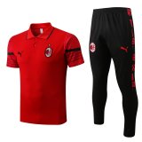 AC Milan 2022-23 Red Soccer Polo + Pants Men's
