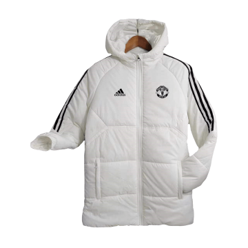 Manchester United 2023-24 White Soccer Cotton Winter Jacket Men's