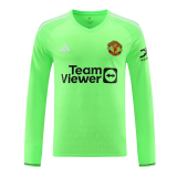 #Long Sleeve Manchester United 2023-24 Goalkeeper Green Soccer Jerseys Men's