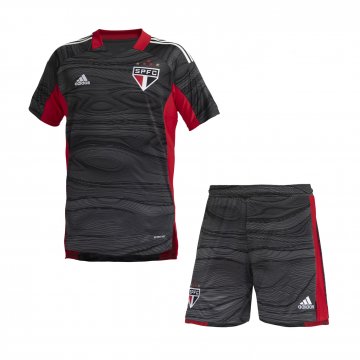 2021-22 Sao Paulo FC Black Goalkeeper Football Jersey Shirts + Short Kid's