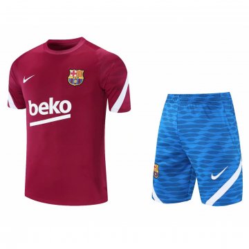 Barcelona 2021-22 Burgundy Soccer Training Suit (Jerseys+Short) Men's