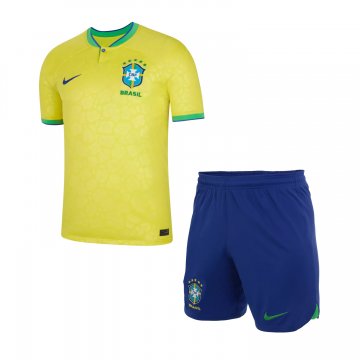 Brazil 2022 Home Kid's Soccer Jerseys + Short