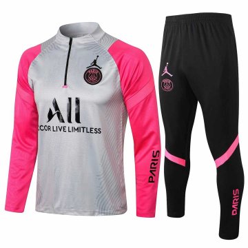 2021-22 PSG x Jordan Grey - Pink Football Training Suit Men's