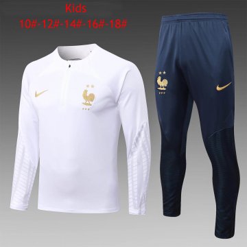 France 2022 White Soccer Training Suit Kid's