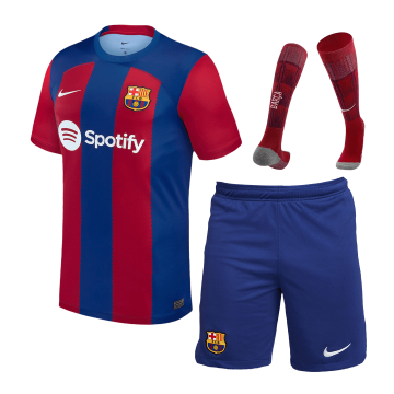 Barcelona 2023/24 Home Soccer Jerseys + Short + Socks Men's