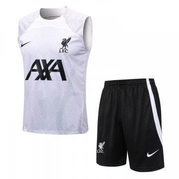 Liverpool 2021-22 White Soccer Singlet + Shorts Men's