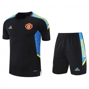 Manchester United 2021-22 Black - Blue Soccer Training Suit Jersey + Pants Men's