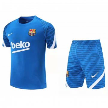 Barcelona 2021-22 Blue Soccer Training Suit (Jerseys+Short) Men's