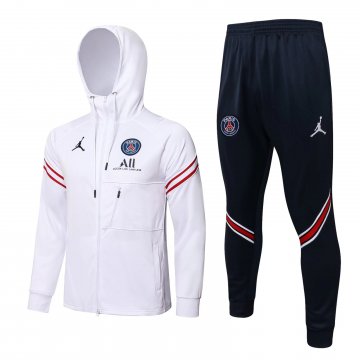 PSG x Jordan 2021-22 Hoodie White II Soccer Training Suit Jacket + Pants Men's