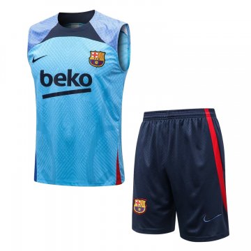 Barcelona 2021-22 Sky Blue Soccer Singlet + Shorts Men's