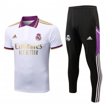 Real Madrid 2022-23 White Soccer Polo + Pants Men's