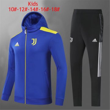 Juventus 2021-22 Hoodie Blue Soccer Training Suit Jacket + Pants Kid's