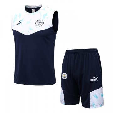 Manchester City 2021-22 Navy Soccer Singlet + Shorts Men's