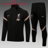 Liverpool 2021-22 Black Gold Soccer Training Suit Jacket + Pants Kid's