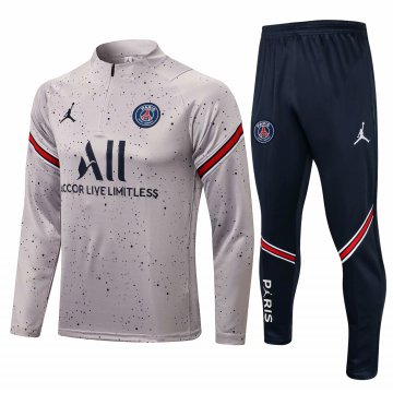 PSG 2021-22 Light Grey Dots Soccer Training Suit Men's