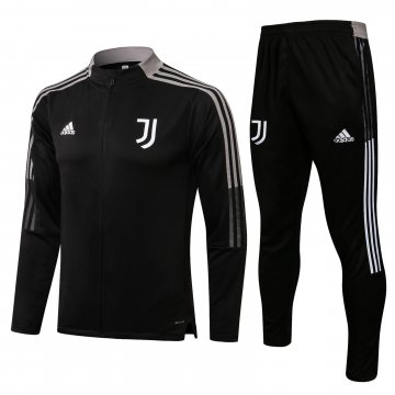 Juventus 2021-22 Black - Grey Soccer Training Suit Jacket + Pants Men's