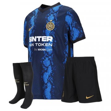Inter Milan 2021-22 Home Kid's Soccer Jersey+Short+Socks [20210825082]