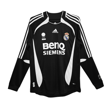 #Long Sleeve Real Madrid 2006/2007 Retro Away Soccer Jerseys Men's