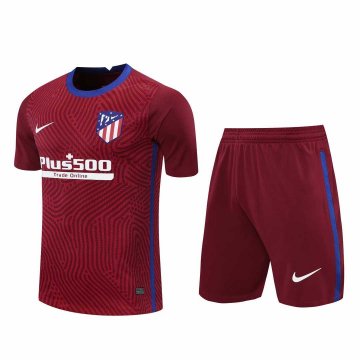 2020-21 Atletico Madrid Goalkeeper Red Men Football Jersey Shirts + Shorts Set [2020127401]