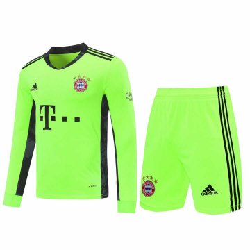2020-21 Bayern Munich Goalkeeper Yellow Long Sleeve Men Football Jersey Shirts + Shorts Set
