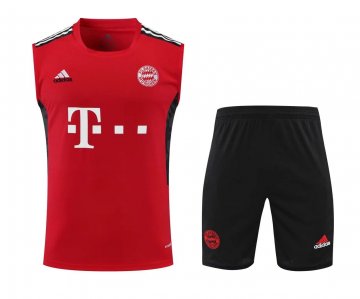 Bayern Munich 2022-23 Red Soccer Training Suit Singlet + Short Men's
