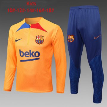 Barcelona 2022-23 Orange Stripes Soccer Training Suit Kid's