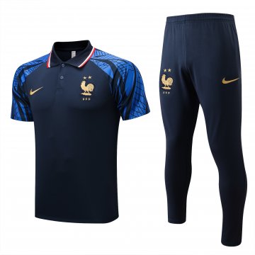 France 2022-23 Drak Blue Soccer Polo + Pants Men's