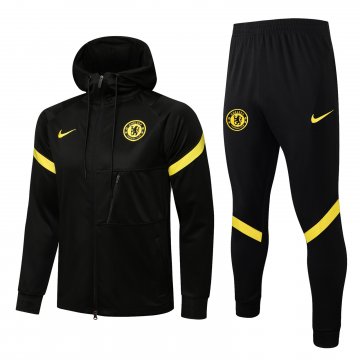 Chelsea 2021-22 Hoodie Black Soccer Training Suit Jacket + Pants Men's