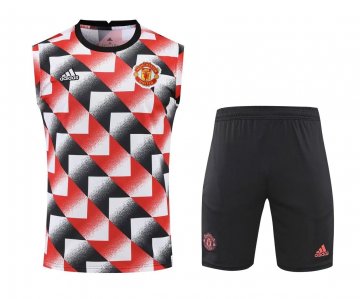Manchester United 2022-23 Red - Black Soccer Training Suit Singlet + Short Men's
