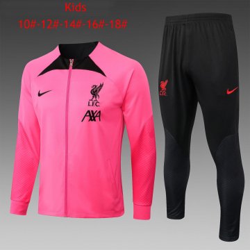 Liverpool Pink Soccer Jacket + Pants Kid's 2022-23