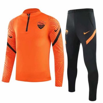 2020-21 AS Roma Orange Men Half Zip Football Training Suit(Jacket + Pants)