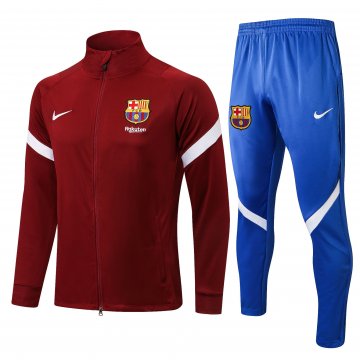 Barcelona 2021-22 Maroon Jacket + Pants Soccer Training Suit Men's