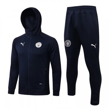 Manchester City 2021-22 Hoodie Royal Soccer Training Suit Jacket + Pants Men's