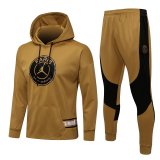 PSG x JORDAN 2021-22 Hoodie Gold Soccer Training Suit Sweatshirt + Pants Men's