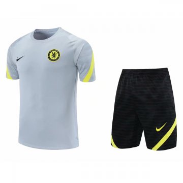 Chelsea 2021-22 Grey Soccer Training Suit Jerseys + Short Men's