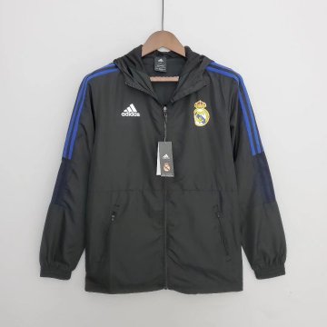 Real Madrid 2022-23 Black Soccer Windrunner Jacket Men's