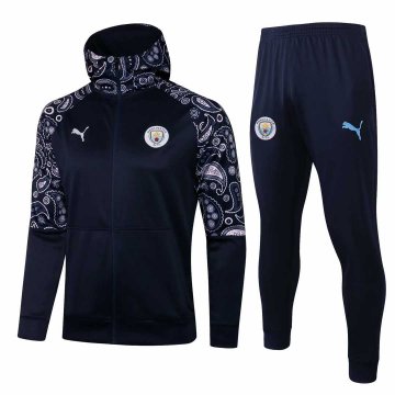 2020-21 Manchester City Hoodie Navy Football Training Suit (Jacket + Pants) Men